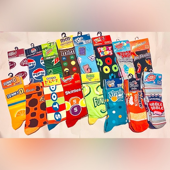 Crazy Crew/Ankle Socks ~ Snacks & Beverages ~ 20 Pairs Total